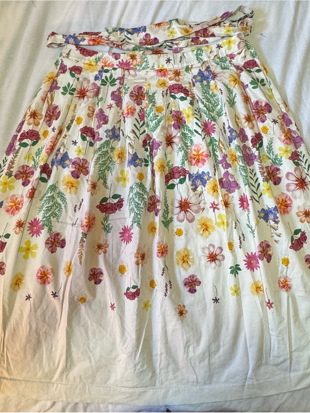 Talbots 22W Floral Full Midi Skirt Pleated Botanical Print Wrap Tie Waist - Picture 1 of 8